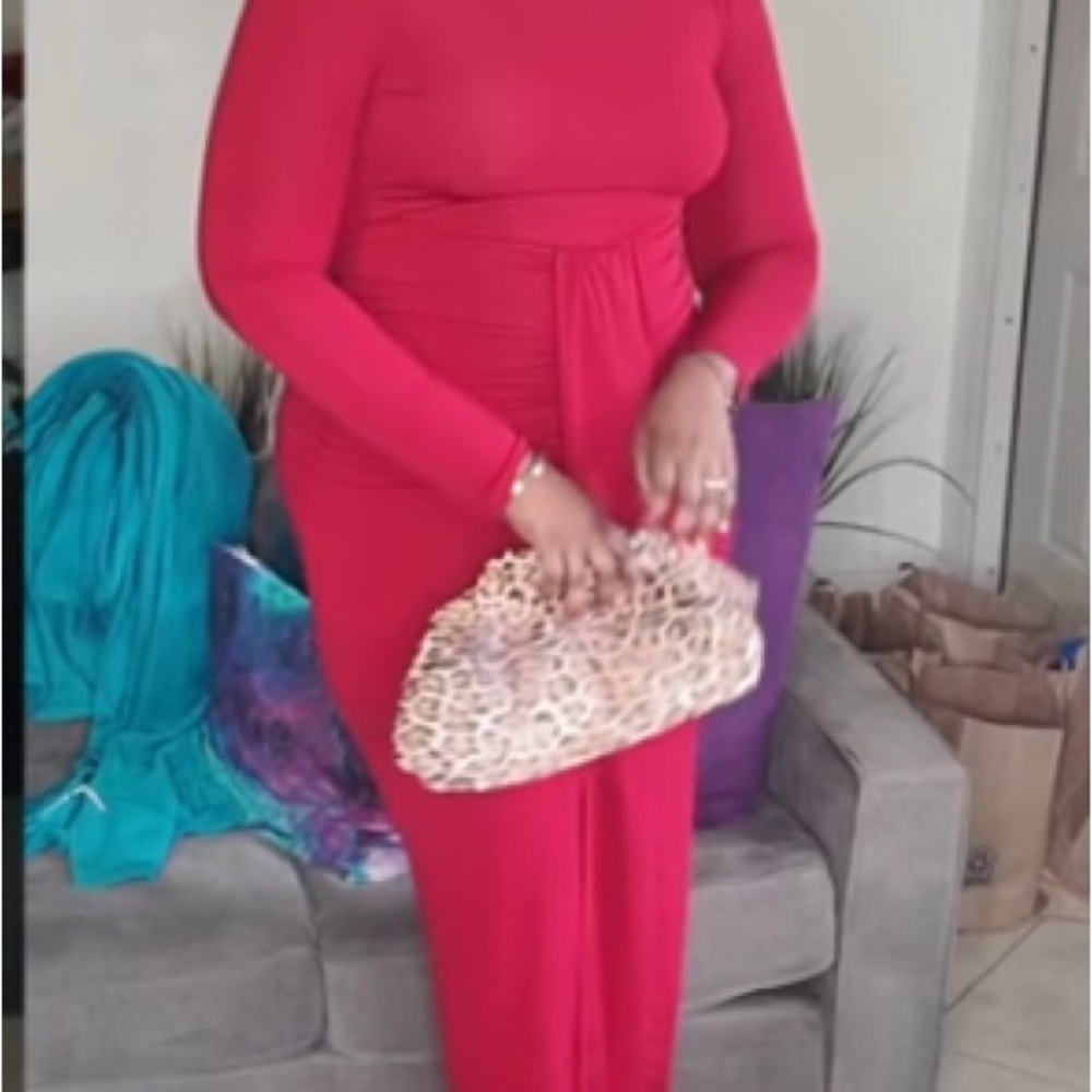 SHEIN Red Long Sleeve Dress